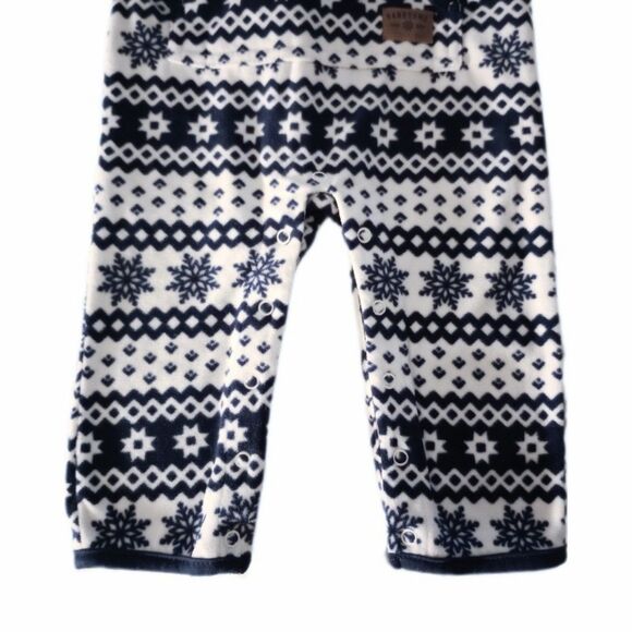 Carter's Blue/White Snowflake Fleece One Piece Outfit sz 12M Boys - Picture 3 of 4